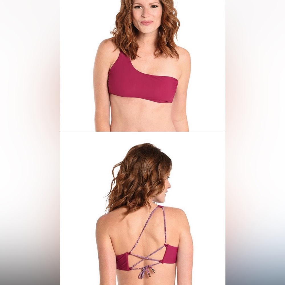 Red Carter Blue One-Shoulder Bikini Top 👙